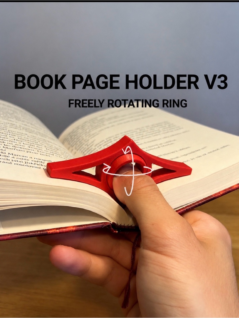 Red Book Page Holder V3 with Freely Rotating Ring